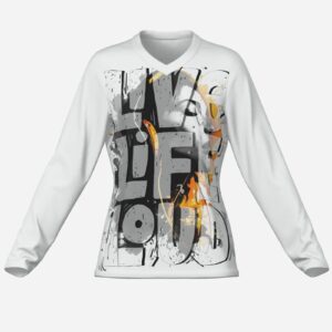 All-Over Print Women's Long Sleeve Causal Shirt-Milk Silk 180 GSM