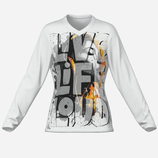 All-Over Print Women's Long Sleeve Causal Shirt-Milk Silk 180 GSM
