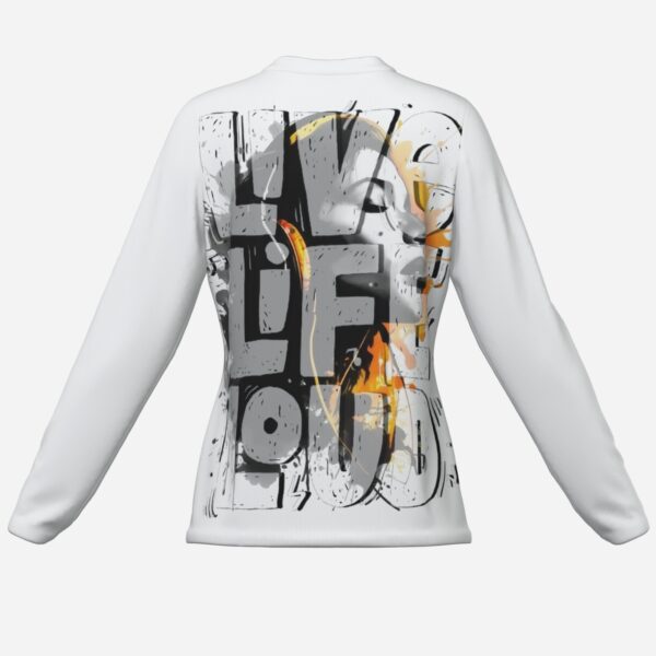All-Over Print Women's Long Sleeve Causal Shirt-Milk Silk 180 GSM - Image 2