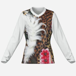 All-Over Print Women's Long Sleeve Causal Shirt-Milk Silk 180 GSM