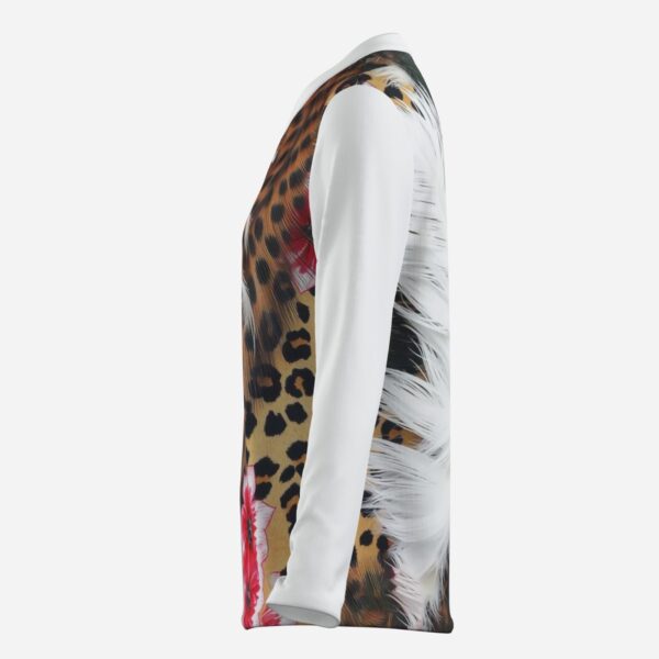 All-Over Print Women's Long Sleeve Causal Shirt-Milk Silk 180 GSM - Image 3