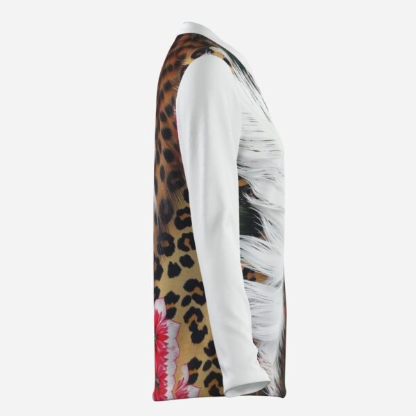 All-Over Print Women's Long Sleeve Causal Shirt-Milk Silk 180 GSM - Image 4