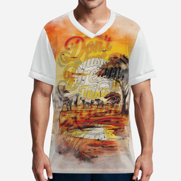 All-Over Print Men's Soccer Jersey T-Shirt V Neck Soft & Quick Dry