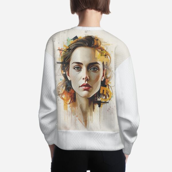 All-Over Print Women's Side Open Zipper Textured Sweatshirt - Image 2