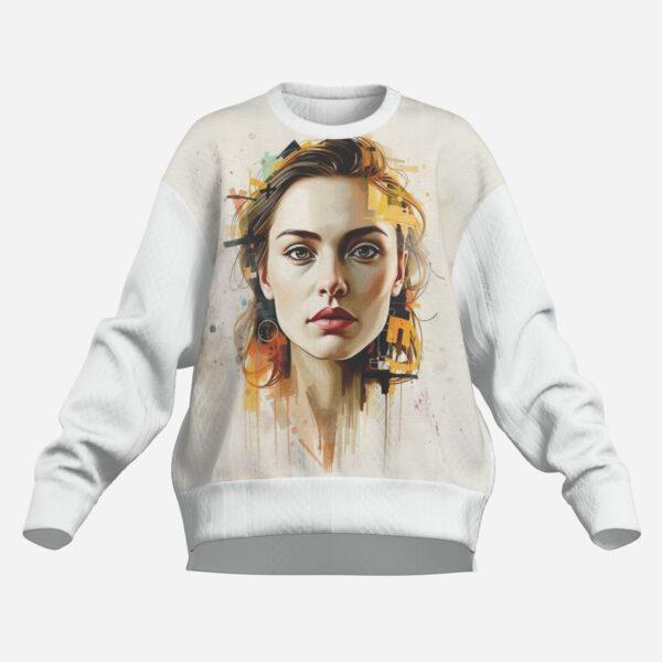 All-Over Print Women's Side Open Zipper Textured Sweatshirt - Image 3