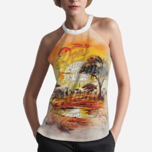 All-Over Print Women's Halter Neck Tank Top-Imitation Cotton 170 GSM