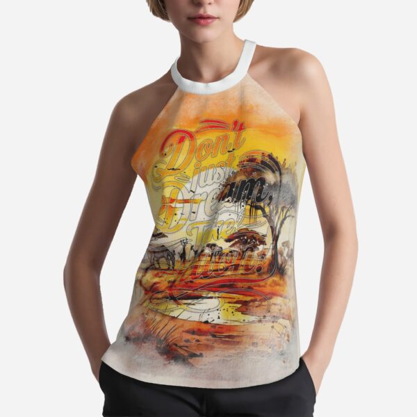 All-Over Print Women's Halter Neck Tank Top-Imitation Cotton 170 GSM