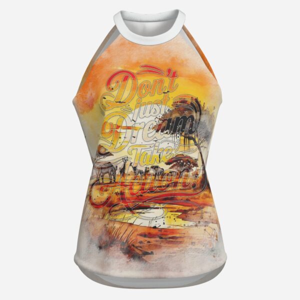 All-Over Print Women's Halter Neck Tank Top-Imitation Cotton 170 GSM - Image 3