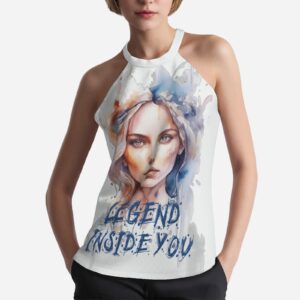 All-Over Print Women's Halter Neck Tank Top-Imitation Cotton 170 GSM