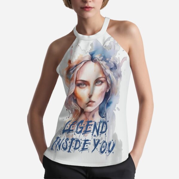 All-Over Print Women's Halter Neck Tank Top-Imitation Cotton 170 GSM