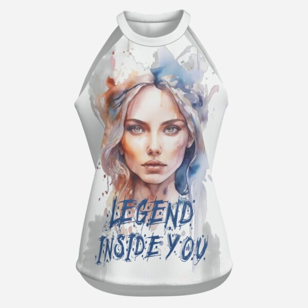 All-Over Print Women's Halter Neck Tank Top-Imitation Cotton 170 GSM - Image 2