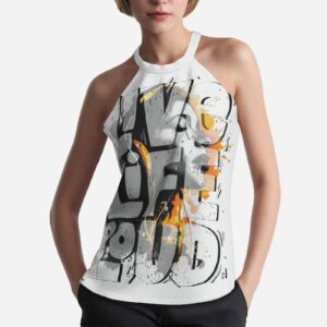 All-Over Print Women's Halter Neck Tank Top-Imitation Cotton 170 GSM
