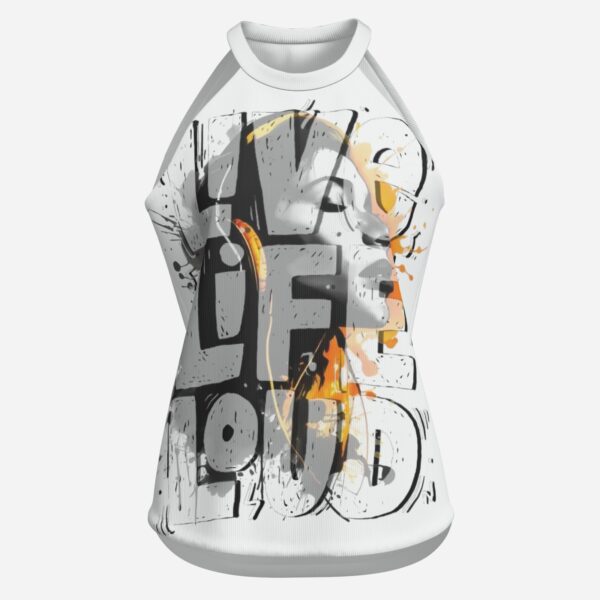 All-Over Print Women's Halter Neck Tank Top-Imitation Cotton 170 GSM - Image 3