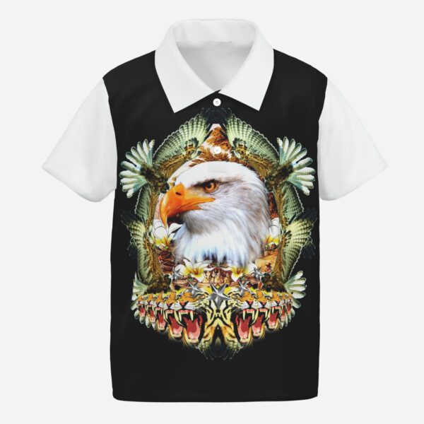 All-Over Print Boy's Short Sleeve Polo Shirt-Pearl Mesh Fabric 190 GSM