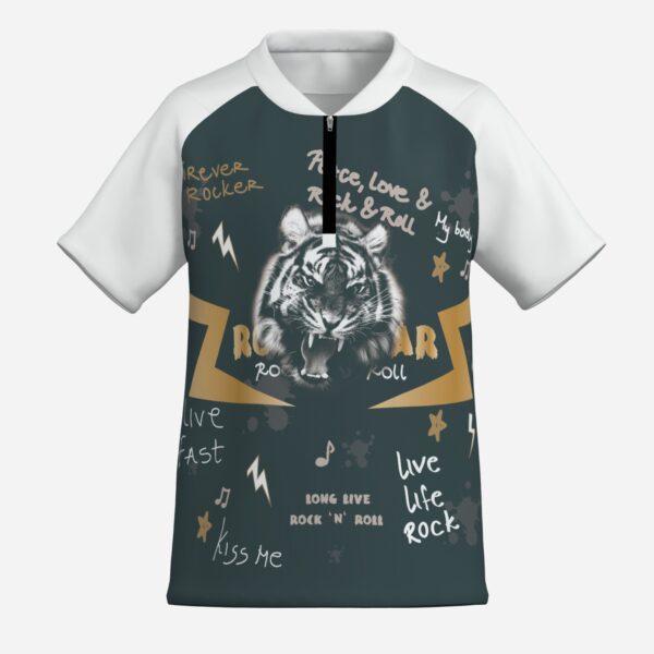 All-Over Print Boy's Zipper Baseball Jersey Shirt Short Sleeve - Image 5