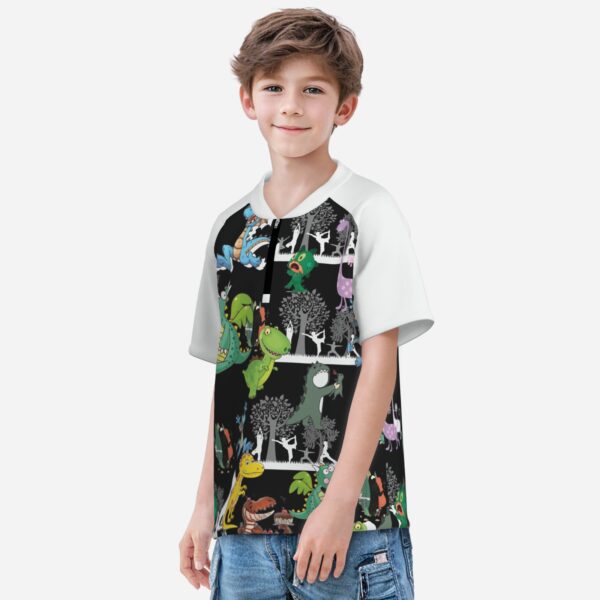 All-Over Print Boy's Zipper Baseball Jersey Shirt Short Sleeve