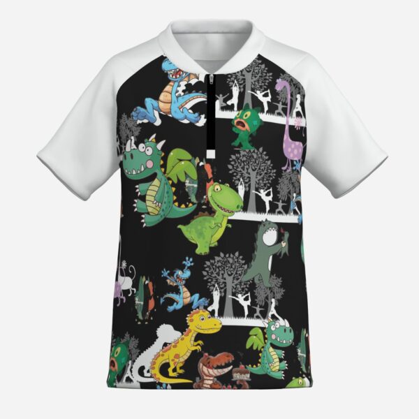 All-Over Print Boy's Zipper Baseball Jersey Shirt Short Sleeve - Image 5