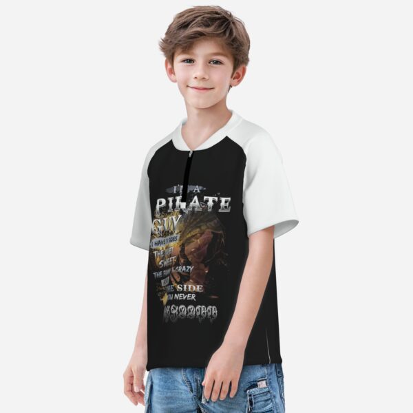 All-Over Print Boy's Zipper Baseball Jersey Shirt Short Sleeve