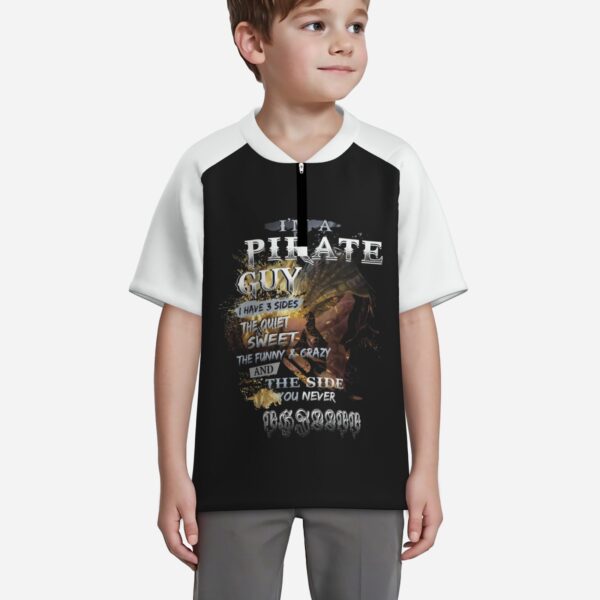 All-Over Print Boy's Zipper Baseball Jersey Shirt Short Sleeve - Image 3
