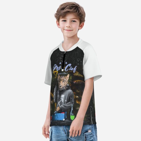 All-Over Print Boy's Zipper Baseball Jersey Shirt Short Sleeve