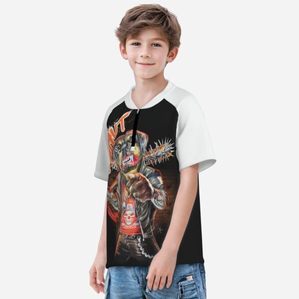 All-Over Print Boy's Zipper Baseball Jersey Shirt Short Sleeve