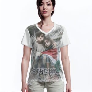 All-Over Cotton Print Women's T-Shirt V Neck