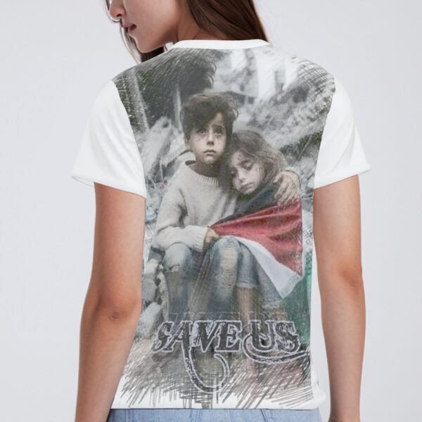 All-Over Cotton Print Women's T-Shirt V Neck - Image 2