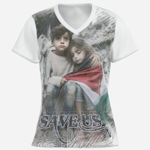All-Over Cotton Print Women's T-Shirt V Neck - Image 3