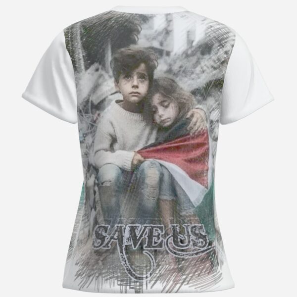 All-Over Cotton Print Women's T-Shirt V Neck - Image 4