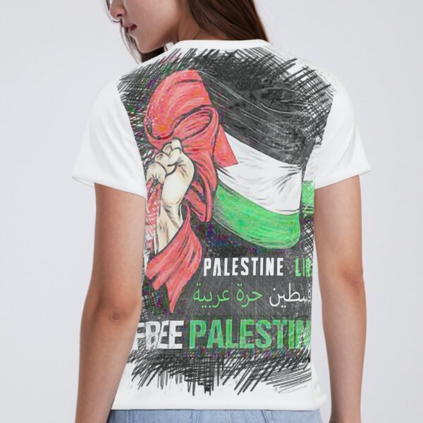 All-Over Cotton Print Women's T-Shirt V Neck - Image 2
