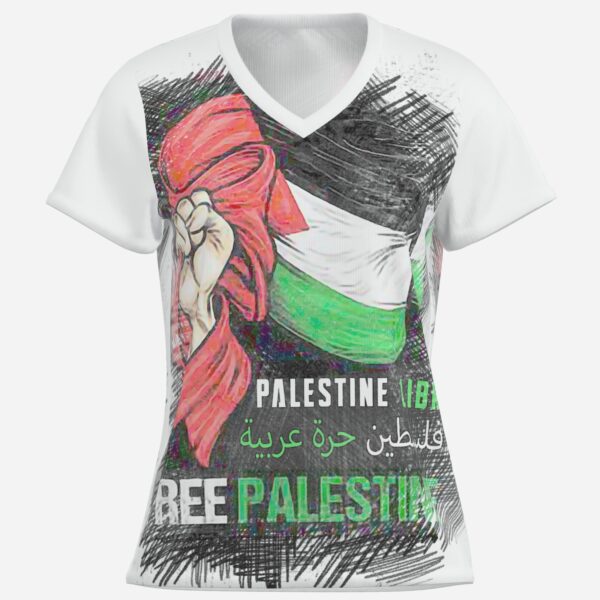 All-Over Cotton Print Women's T-Shirt V Neck - Image 3