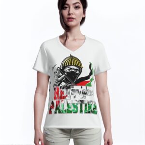 All-Over Cotton Print Women's T-Shirt V Neck