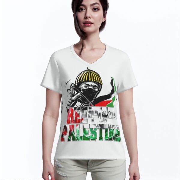 All-Over Cotton Print Women's T-Shirt V Neck