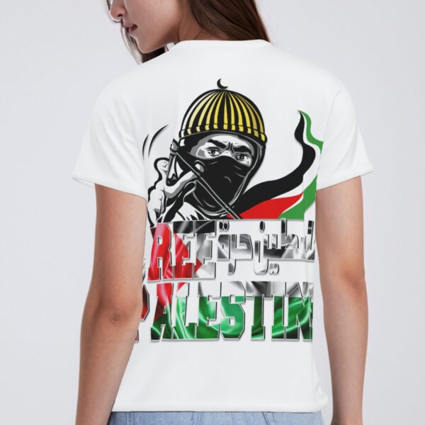 All-Over Cotton Print Women's T-Shirt V Neck - Image 2