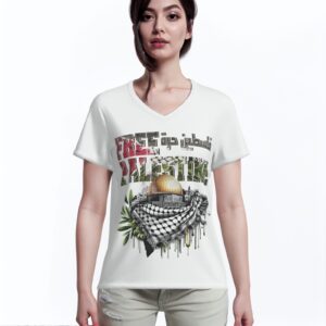 All-Over Cotton Print Women's T-Shirt V Neck