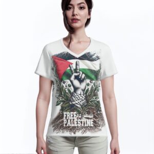All-Over Cotton Print Women's T-Shirt V Neck
