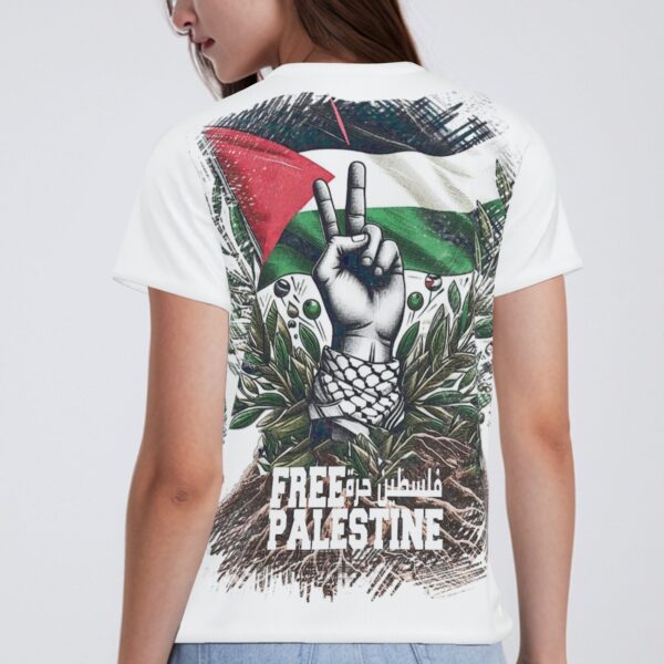 All-Over Cotton Print Women's T-Shirt V Neck - Image 2