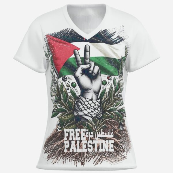 All-Over Cotton Print Women's T-Shirt V Neck - Image 3
