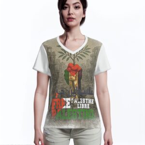 All-Over Cotton Print Women's T-Shirt V Neck
