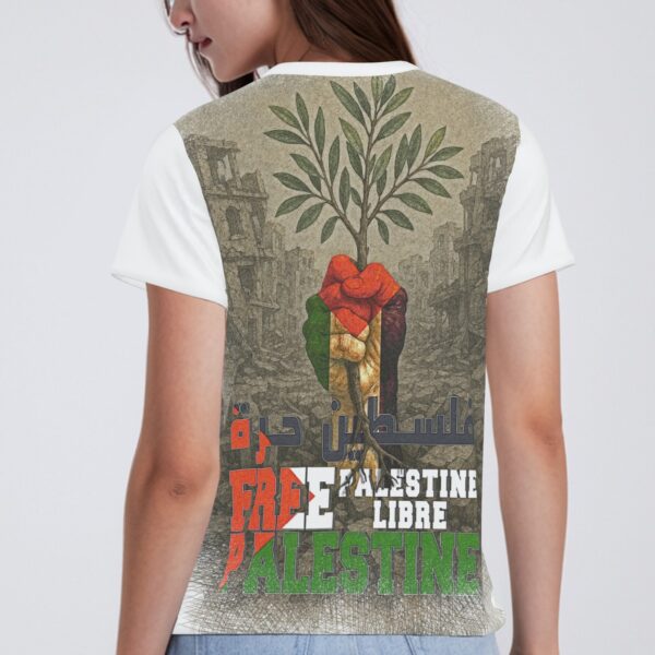 All-Over Cotton Print Women's T-Shirt V Neck - Image 2