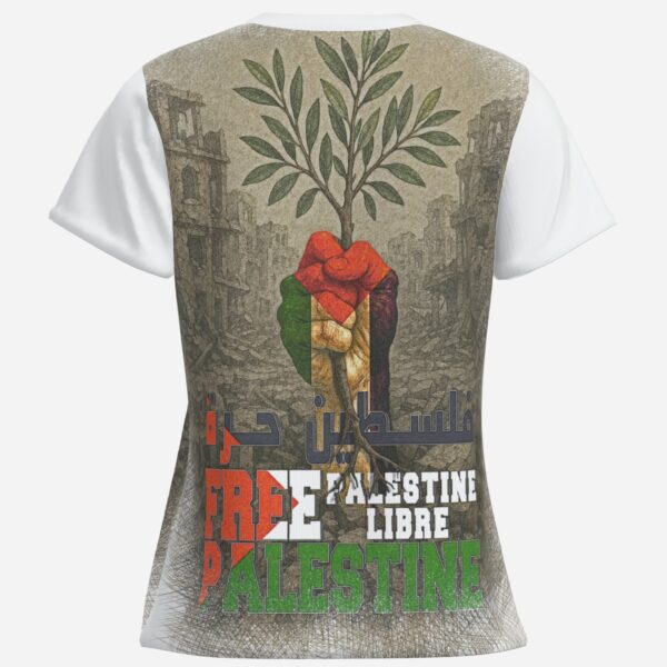 All-Over Cotton Print Women's T-Shirt V Neck - Image 4