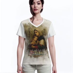 All-Over Cotton Print Women's T-Shirt V Neck