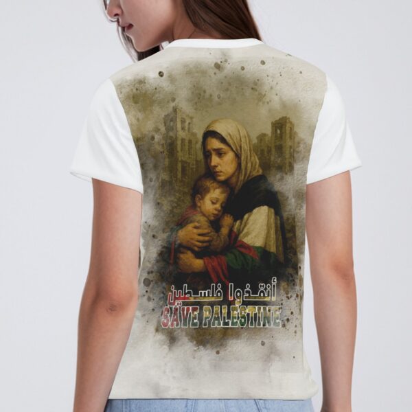 All-Over Cotton Print Women's T-Shirt V Neck - Image 2