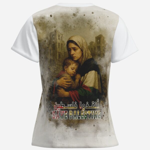 All-Over Cotton Print Women's T-Shirt V Neck - Image 4